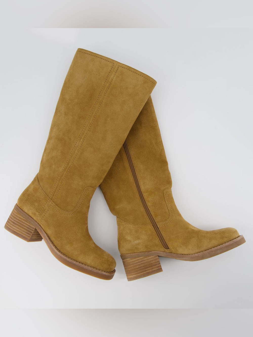 Cushionaire Sawyer L Leather Tan Camel Suede Tall Boots (Size 10)